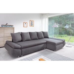 OLIVER Cabrio Ecksofa 4-Sitzer + Aufbewahrungsbox - Stoff anthrazitgrau - B 273 x T 101 - 148 cm