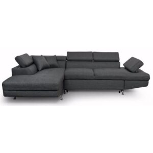 FUTURA 4-Sitzer Cabrio Ecksofa links + Aufbewahrungsbox - Dunkelgrauer Stoff - Zeitgenössisch - B 272 x T 192 cm